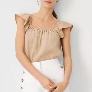 Ann Taylor Gauze Ruffle Strap Tank Top